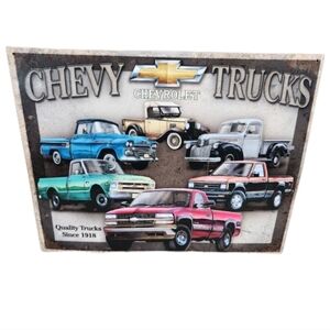 Chevy trucks metal signage authentic gm‎ product garage enthusiasts mancave